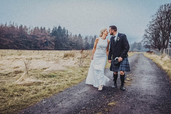 Scottish wedding couple photographed by Ellis-Gibson bride groom scotland